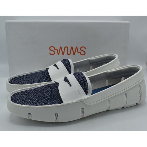 SWIMS Mens Size 12 Printed Penny Loafer White Slip On Loafers Shoes - Picture 1 of 12